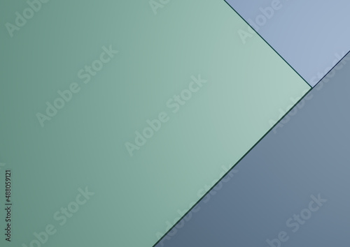 Top view 3D render of minimal colorful light, pastel turquoise, blue and gray paper composition background with copy space for presentation wallpaper with place for text