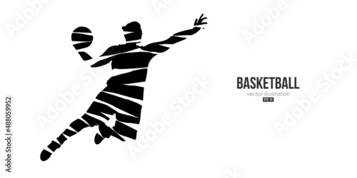 Abstract basketball player man in action isolated white background. Vector illustration