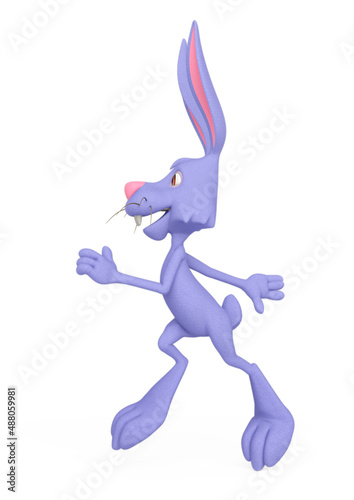 rabbit cartoon is doing a happy walk