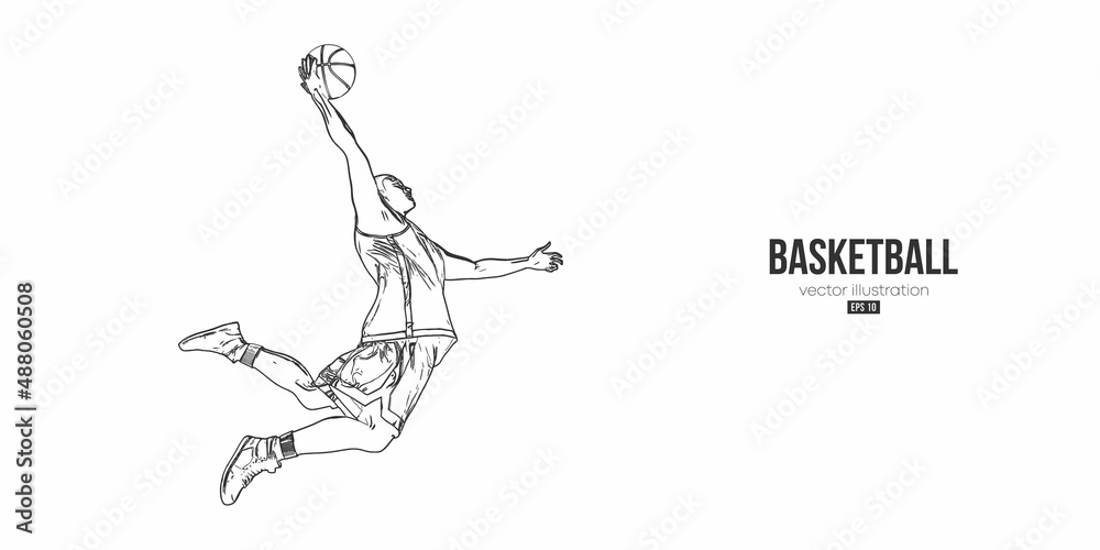 Abstract basketball player man in action isolated white background. Vector illustration Abstract basketball player man in action isolated white background. Vector illustration