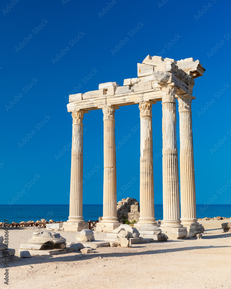 Ruins of the Temple of Apollo in Side in a summer day, Antalya, Turkey