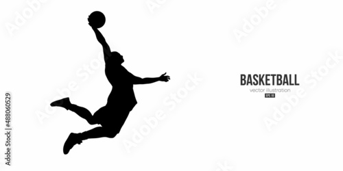 Abstract basketball player man in action isolated white background. Vector illustration