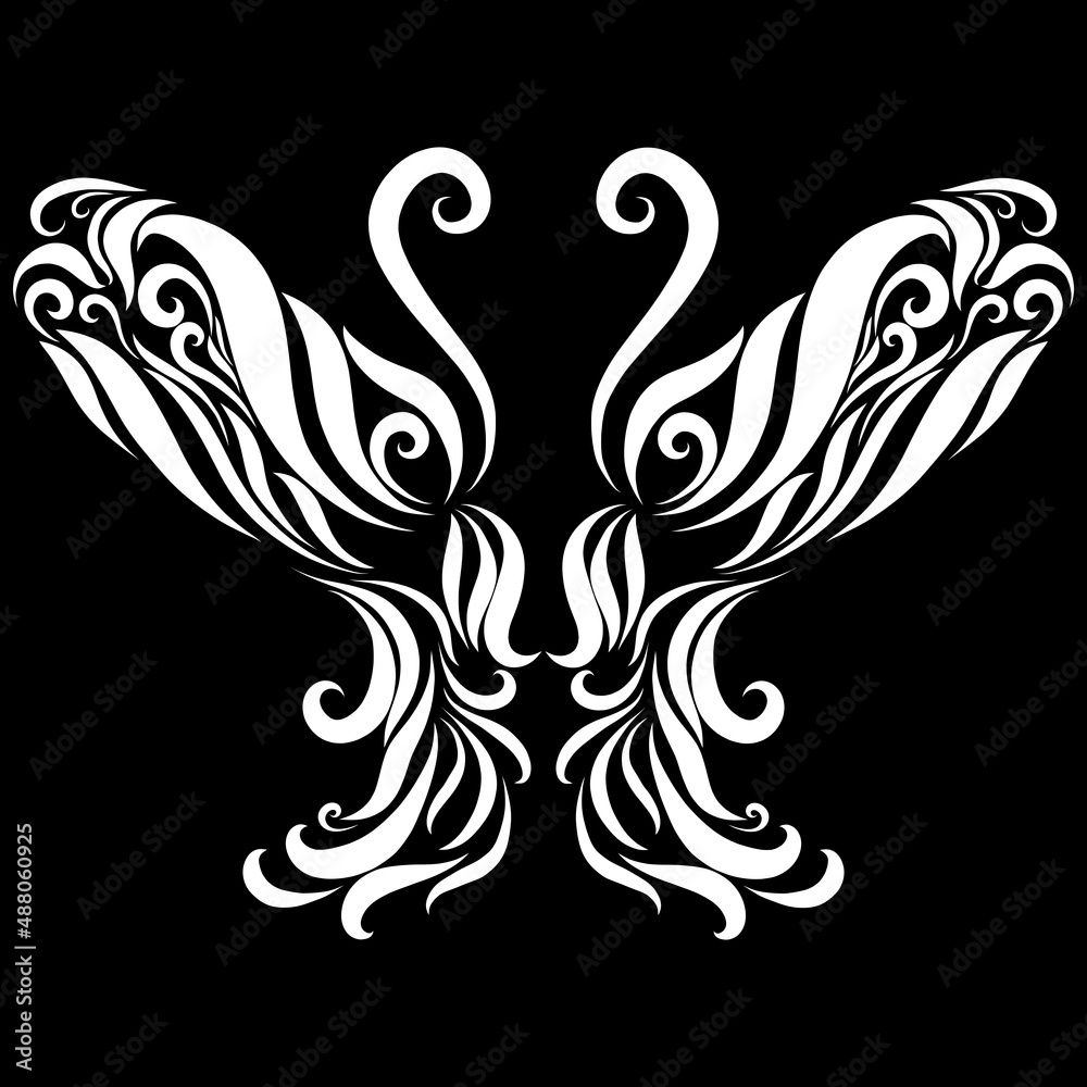white butterfly ornament wings soaring and elegant ornate delicate pattern