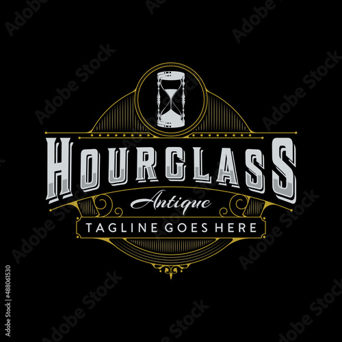 simple vintage hourglass retro logo tattoo style vector illustration design