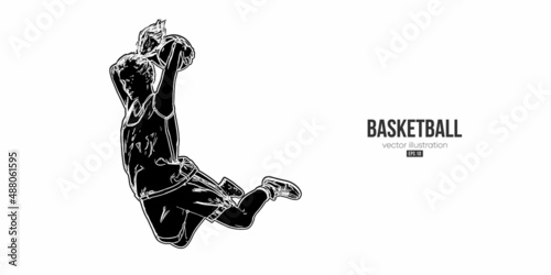Abstract basketball player woman in action isolated white background. Vector illustration