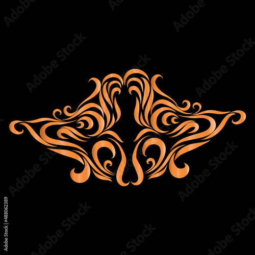 abstract orange curly lines design pattern floral ornament on dark background
