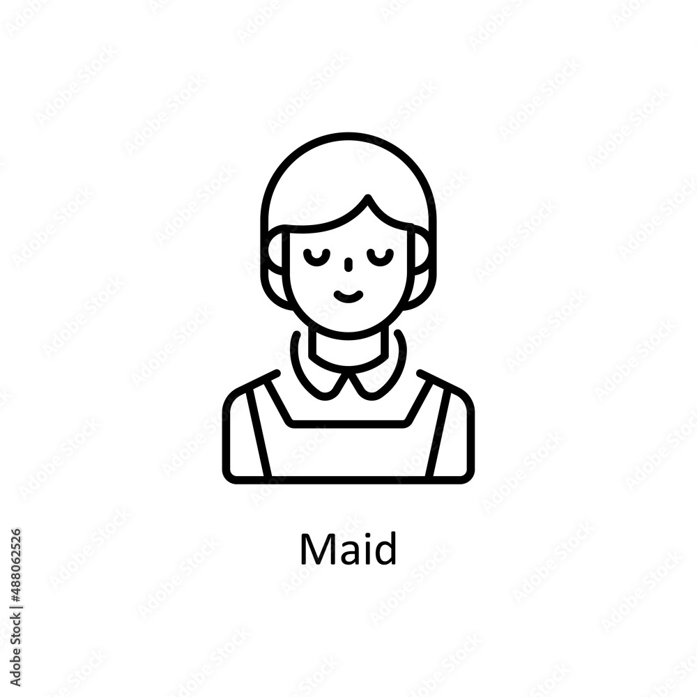 Maid vector Outline icon for web isolated on white background EPS 10 file Maid vector Outline icon for web isolated on white background EPS 10 file