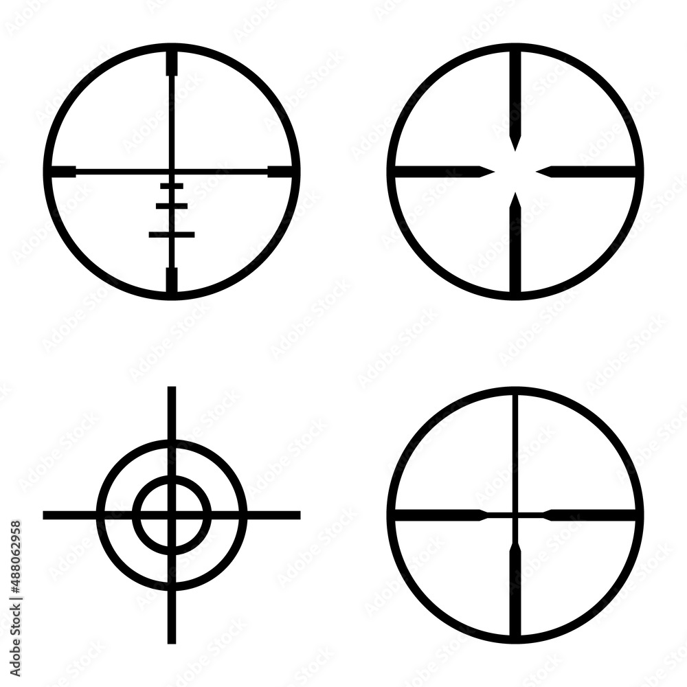 Crosshairs Flat Icon Set Isolated On White Background Crosshairs Flat Icon Set Isolated On White Background