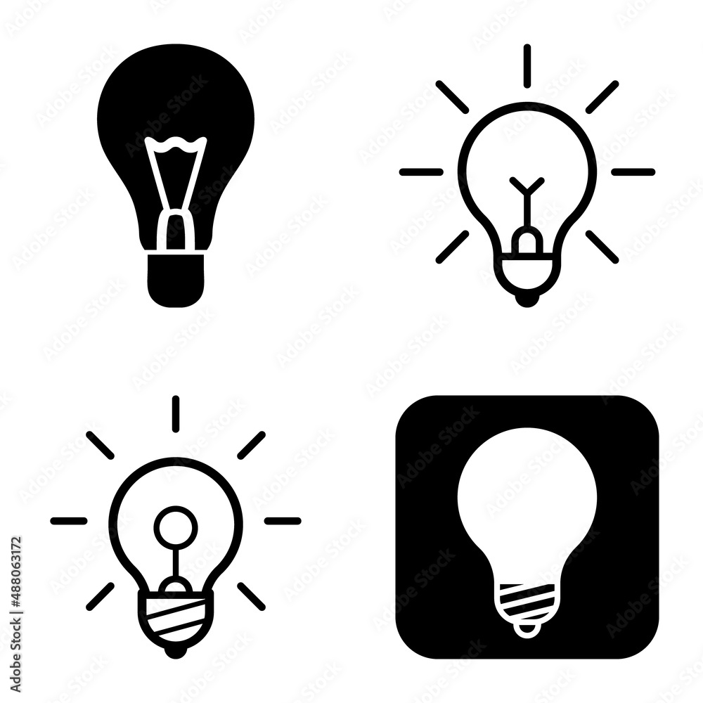 Lightbulbs1-3 Flat Icon Set Isolated On White Background Lightbulbs1-3 Flat Icon Set Isolated On White Background