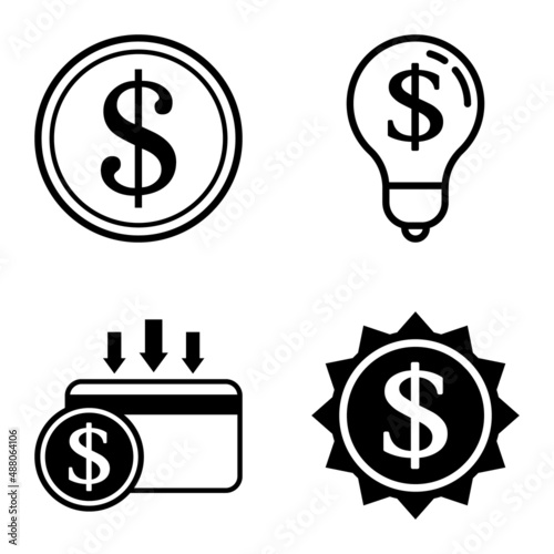 Wallpaper Mural Dollar Flat Icon Set Isolated On White Background Torontodigital.ca