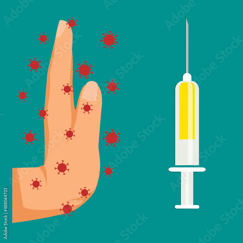 Concept for vaccine scepticism. Anti-Vaccine. Stop Covid-19 vaccination.