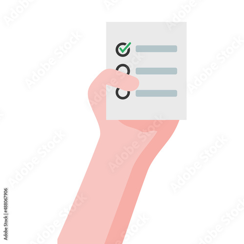 Isolated hand with an electoral card Vector