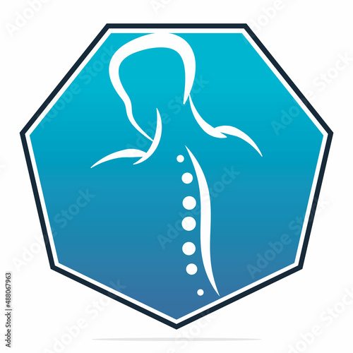 Chiropractic Logo Design Vector illustration. Human backbone Pain Logo. Spine care logo.