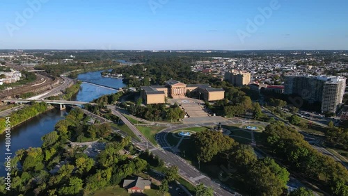 2022 - Excellent aerial view of Pennsylvania's Philadelphia Art Museum. photo