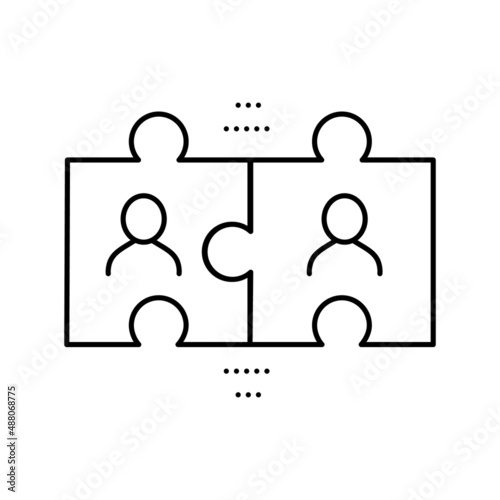 team puzzle line icon vector black illustration photo