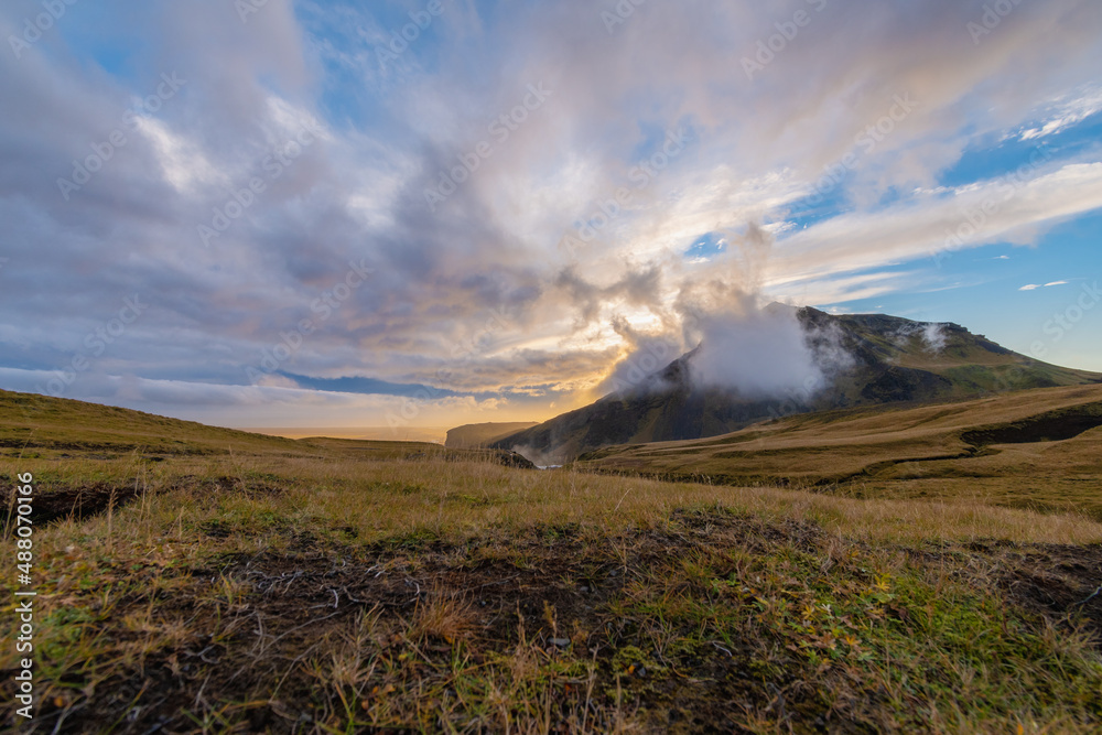 the Fimmvorduhals Trailhead
to the canyon at Skogafoss waterfall on Iceland