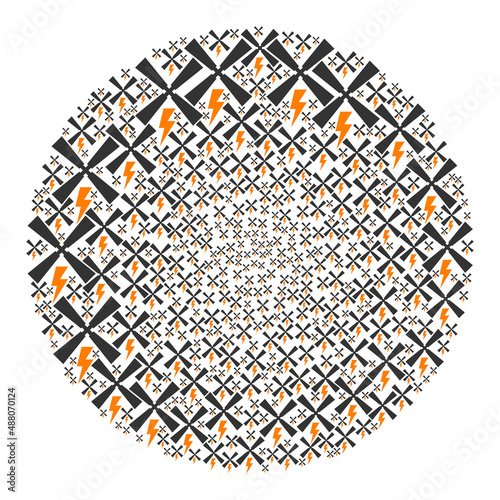Wind electric generation icons are arranged into bubble collection. Wind electric generation icon bubble composition.