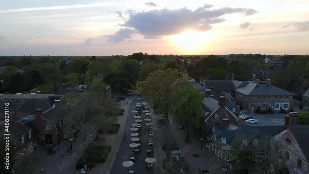 2022 - Excellent aerial view of Williamsburg, Virginia at sunset. 2022 - Excellent aerial view of Williamsburg, Virginia at sunset.