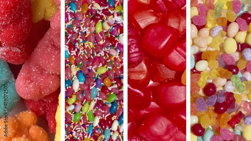sweets candy jelly bean gum jell bear shapes sour tasty sliding food frames moving video background photo