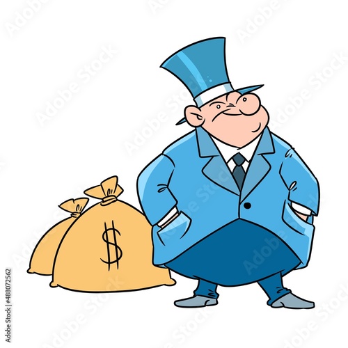 Rich banker money bag finance success illustration cartoon