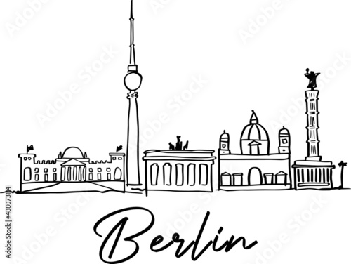 Berlin line art slogan vector design for t-shirt graphics, banner, fashion prints, slogan tees, stickers, flyer, posters and other creative uses	