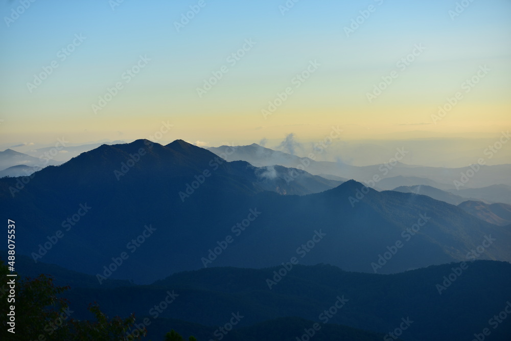 mountain peak at sunrise	