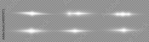 White laser beams  sun rays. Line light flare