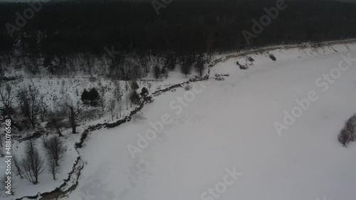view of the frozen river