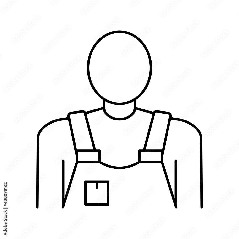 mover service worker line icon vector illustration