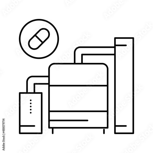 medicine manufacturing machine line icon vector illustration