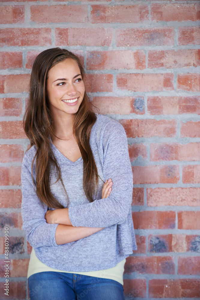 Cool and casual. Cropped shot of a gorgeous young girl indoors.