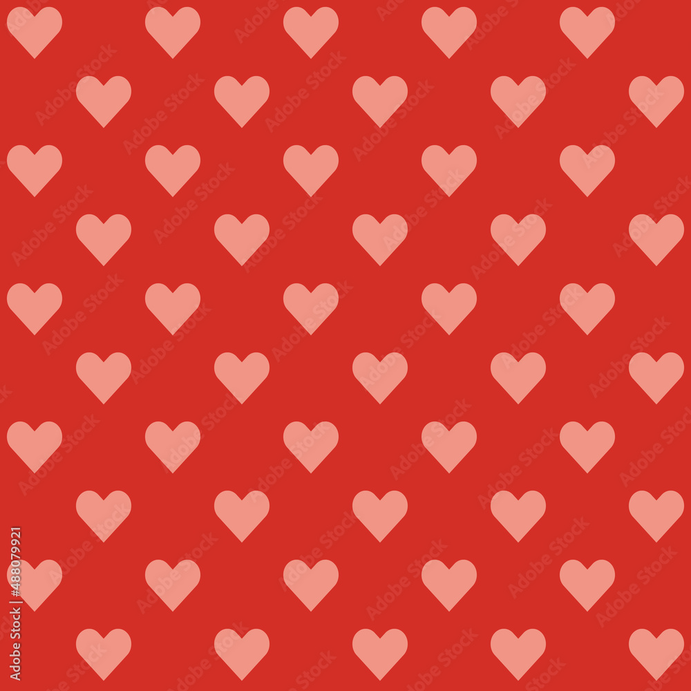 Seamless pattern with red hearts. Valentine's day background. Wedding background. Love concept. 
Vector illustration.