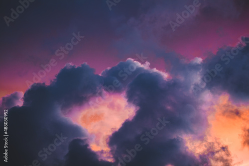 beautiful color painted sunset clouds