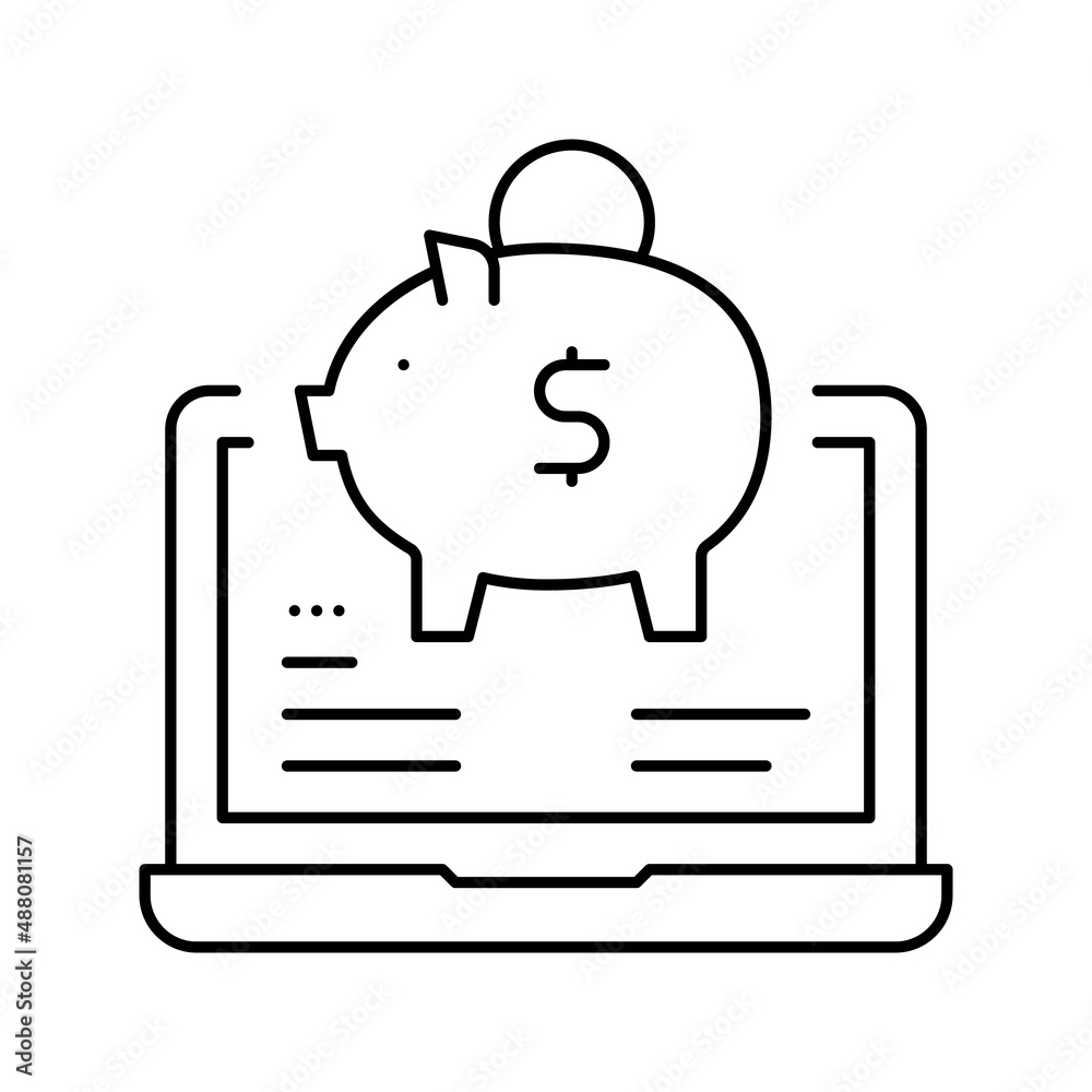 internet money box line icon vector illustration