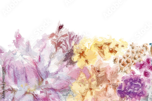 Fototapeta Naklejka Na Ścianę i Meble -  Abstract beautiful oil painting flower vintage illustration