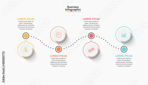 Business infographic timeline icons designed for abstract background template milestone element modern diagram process technology digital marketing data presentation chart Vector