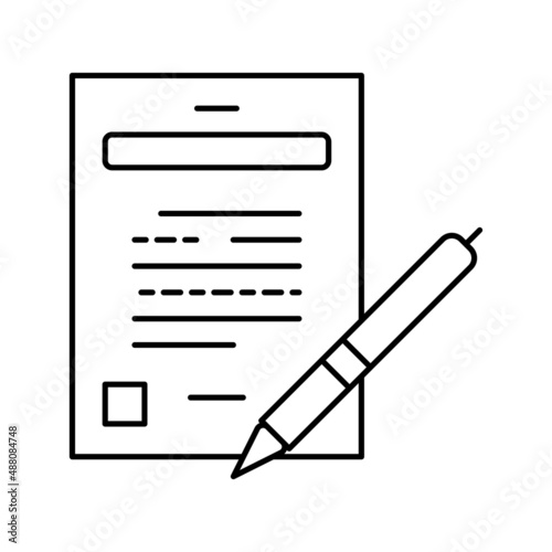 agreement signing line icon vector illustration