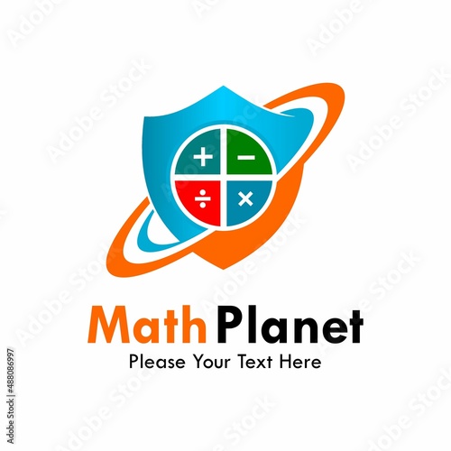 Math planet logo template illustration
