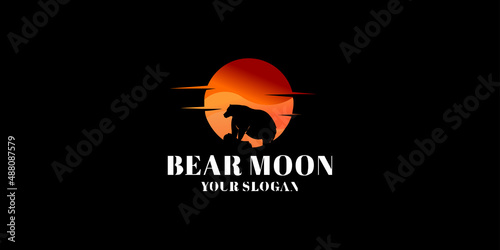 bear moon logo design inspiration with a dashing bear silhouette