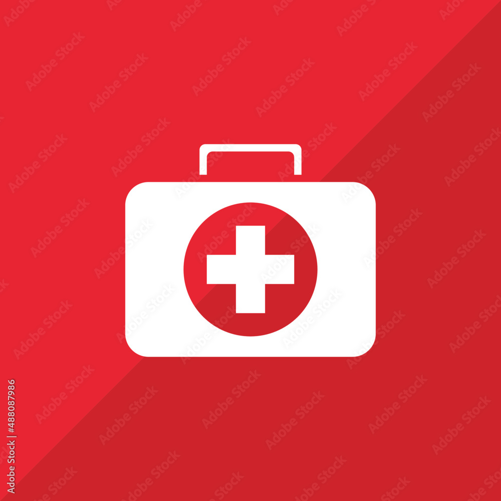 Medicine bag for treatment on red background Medicine bag for treatment on red background