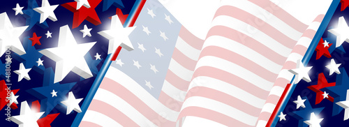 USA background design independence day banner star 3d with American flag vector illustration