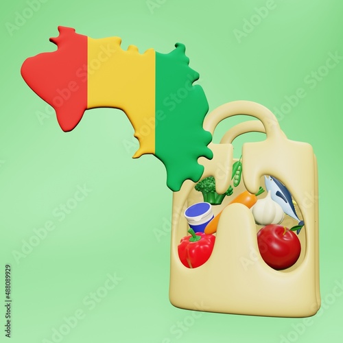 3d rendering of the need and consumption of nutrients for a healthy lungs in Guinea