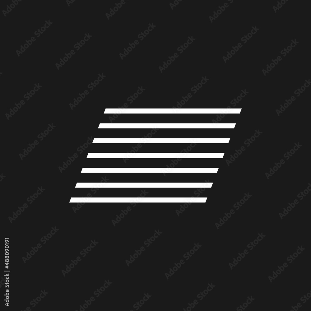 Obraz premium Retrowave aesthetics composition of horizontal shear stripes. Synthwave black and white horizontal shifted lines 1980s style. Design element for retrowave style projects. Vector