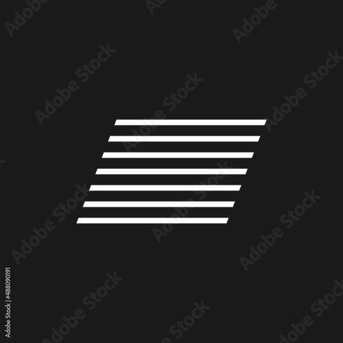 Retrowave aesthetics composition of horizontal shear stripes. Synthwave black and white horizontal shifted lines 1980s style. Design element for retrowave style projects. Vector