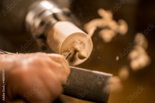 close up of lathe shaving 