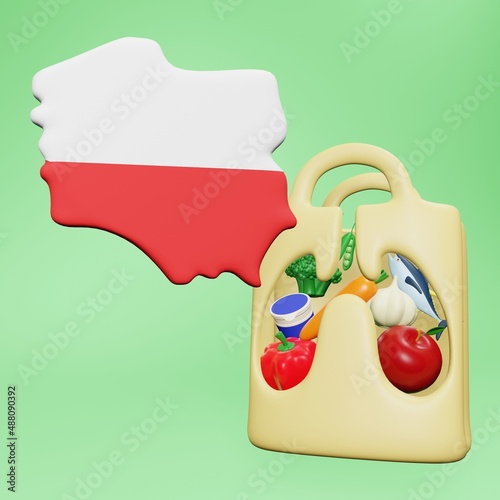 3d rendering of the need and consumption of nutrients for a healthy lungs in Poland