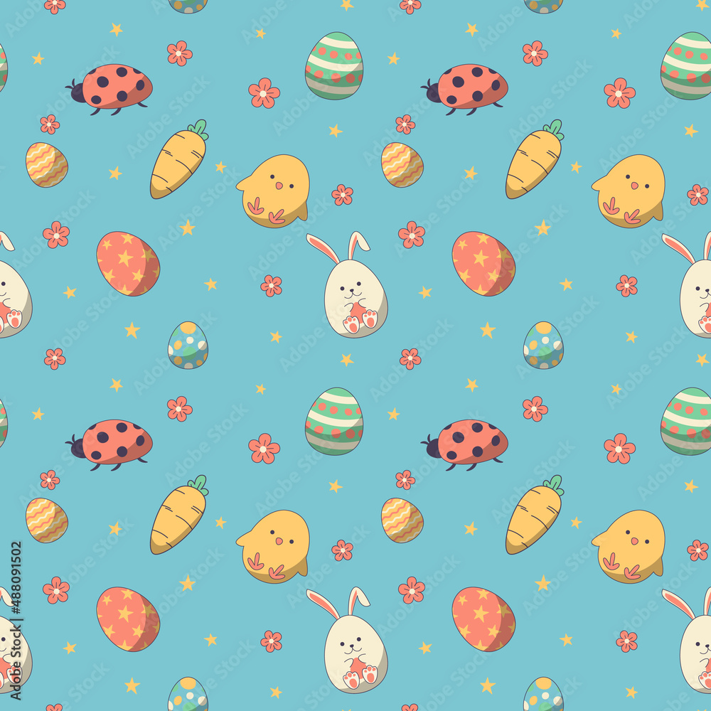 Flat hand drawn easter pattern. Flat hand drawn easter pattern.