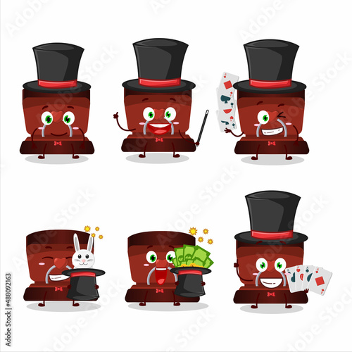 A red ring box Magician cartoon character perform on a stage