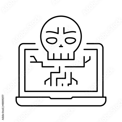 computer death programm line icon vector illustration