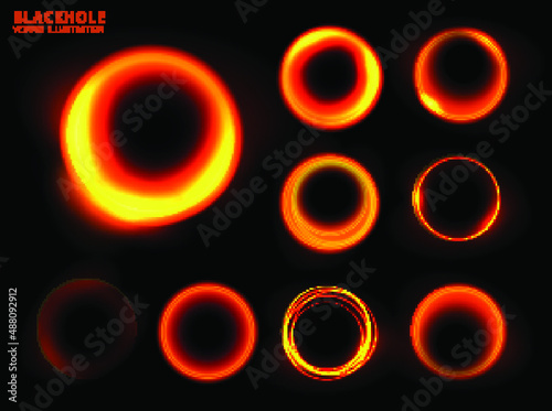 Vector illustration of solar Eclipse. Blackhole. space concept.